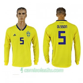 Camisolas de Futebol Suécia Olsson 5 Equipamento Principal Copa do Mundo 2018 Manga Comprida